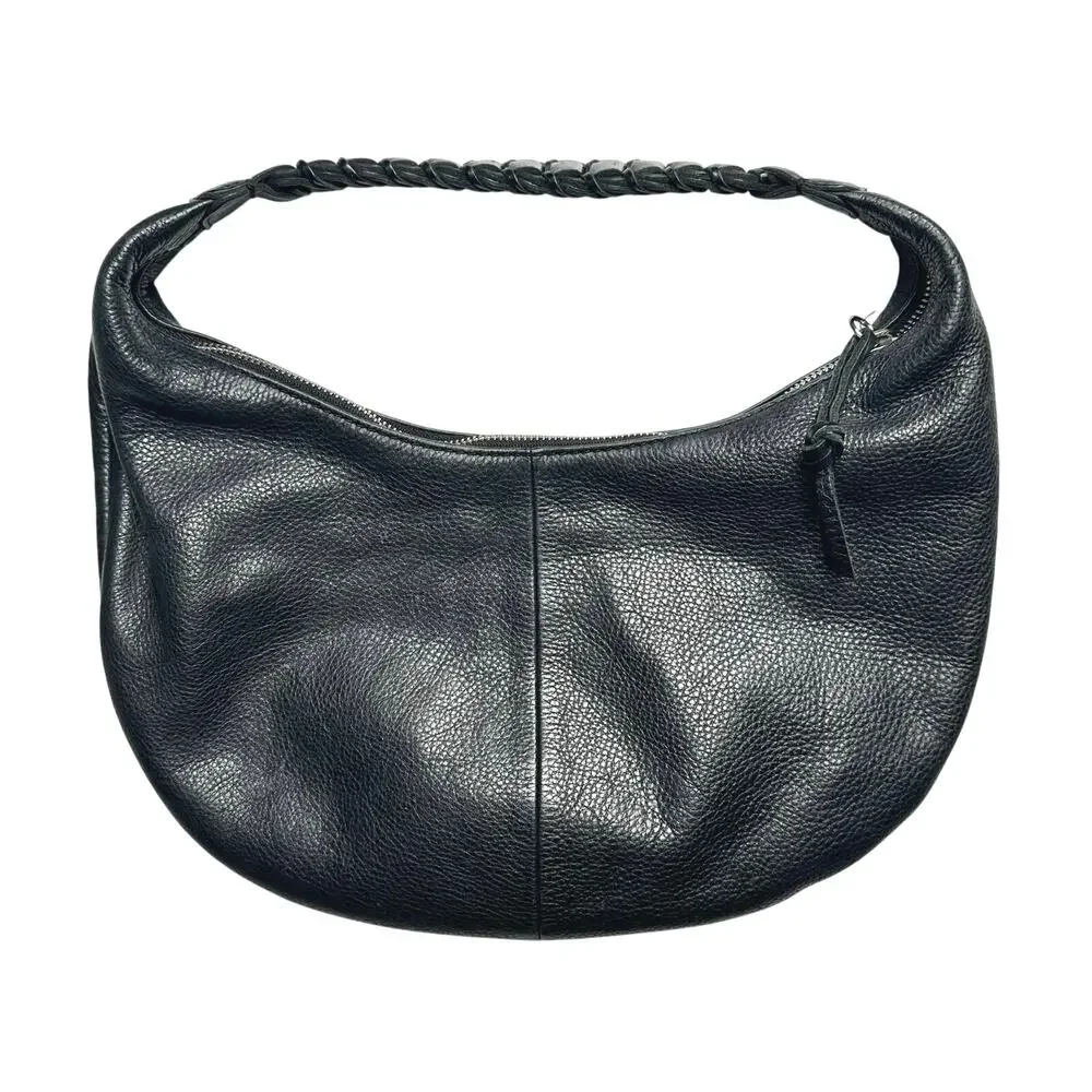 Banana Republic | Women | Vintage Y2K Black Pebbled Leather Hobo Braided Handbag